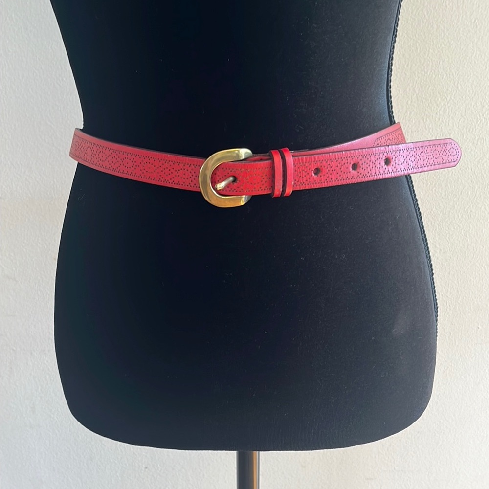 Fossil Pink and Gold Leather Belt with Elegant Buckle
